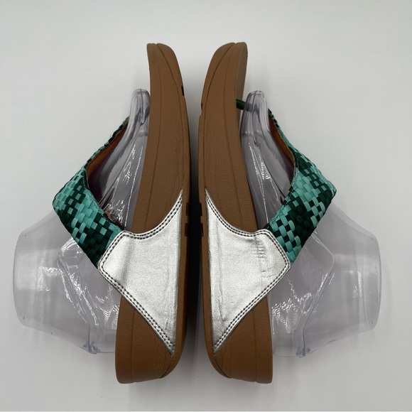 Fitflop Lulu Silky Weave Green Wedge Thong Sandals Women’s size 10 Comfort - Picture 8 of 13